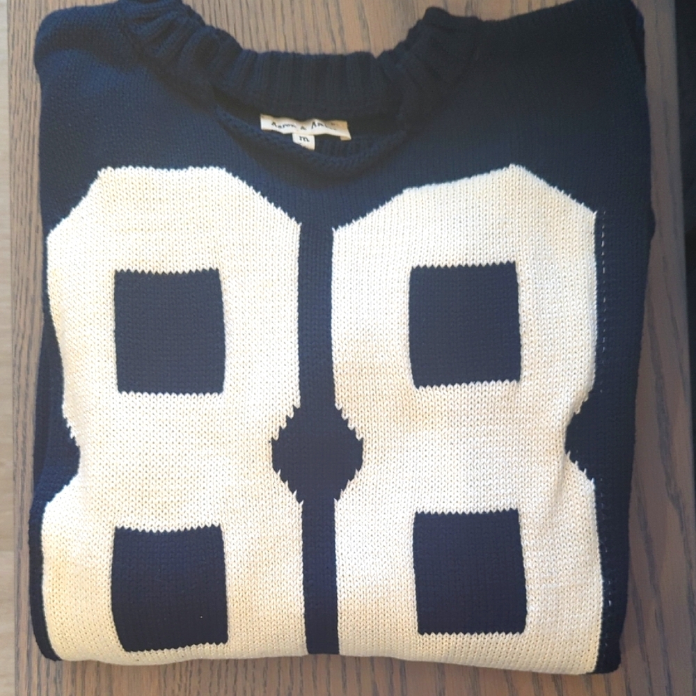 NWT Aaron & Amber Navy Blue Number 88 Sweater